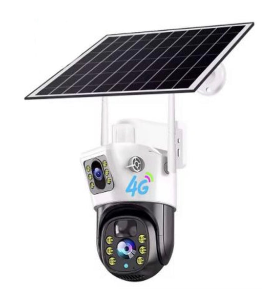 Camara Para Exteriores Doble Lente Doble Antena, con Panel Solar